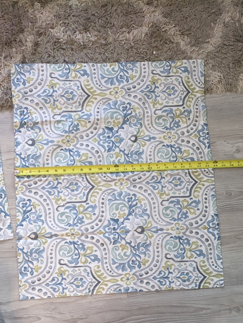 Pottery Barn King Duvet Cover 2 PCs Jessie Scroll Blue Green Organic Cotton - Picture 7 of 12